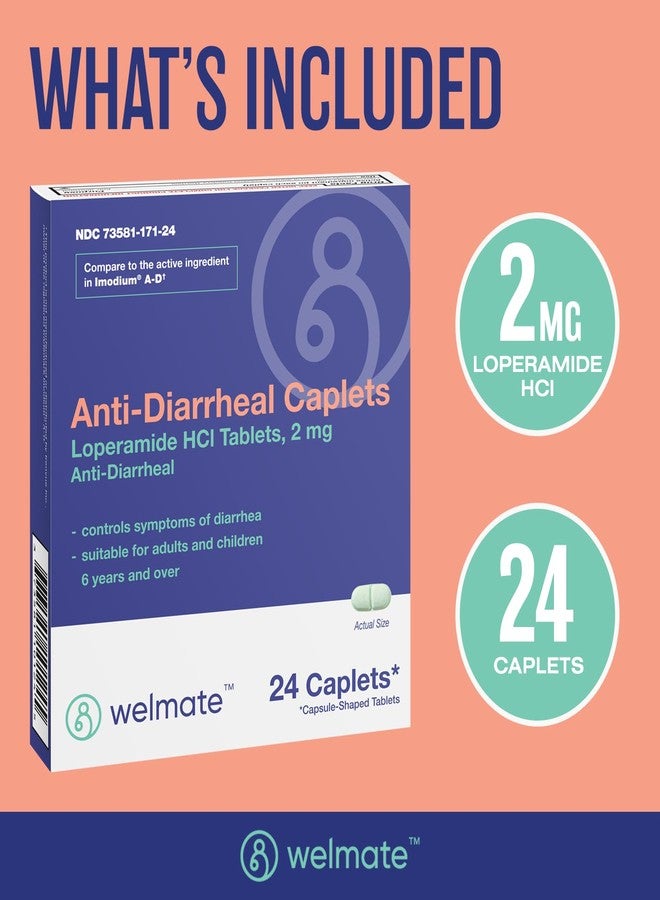 WELMATE - Anti-Diarrheal Caplets (24 Caplets) - Loperamide HCL 2 mg - Diarrhea Symptom Relief - Upset Stomach Reliever - Anti Diarrhea Pills - Over-The-Counter Medication - Image 5